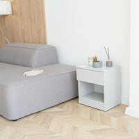 Modern Nightstand with Locked Hidden Storage - Grey