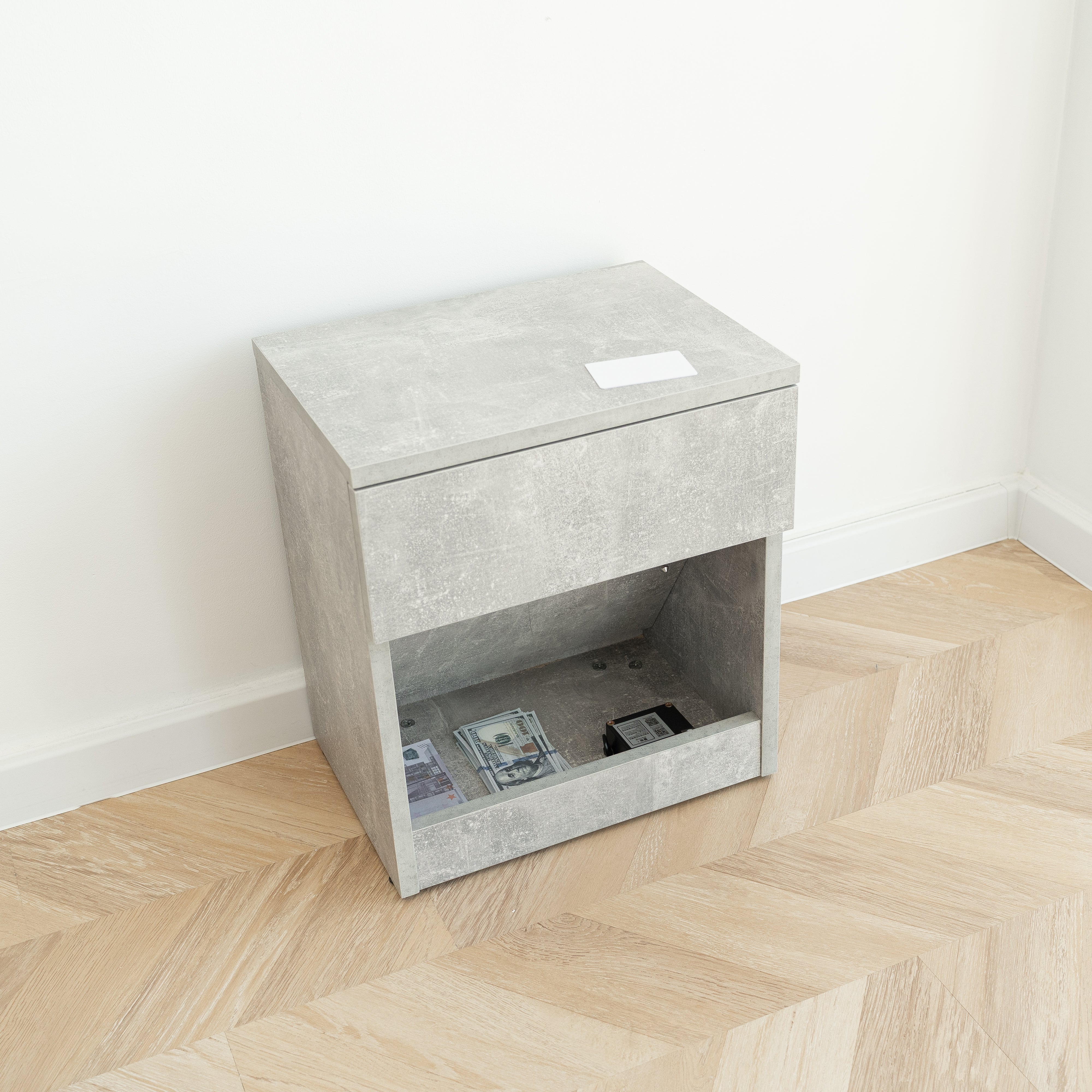 Modern Nightstand with Locked Hidden Storage - Bright Studio