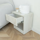 Modern Nightstand with Locked Hidden Storage - Oak Craft White