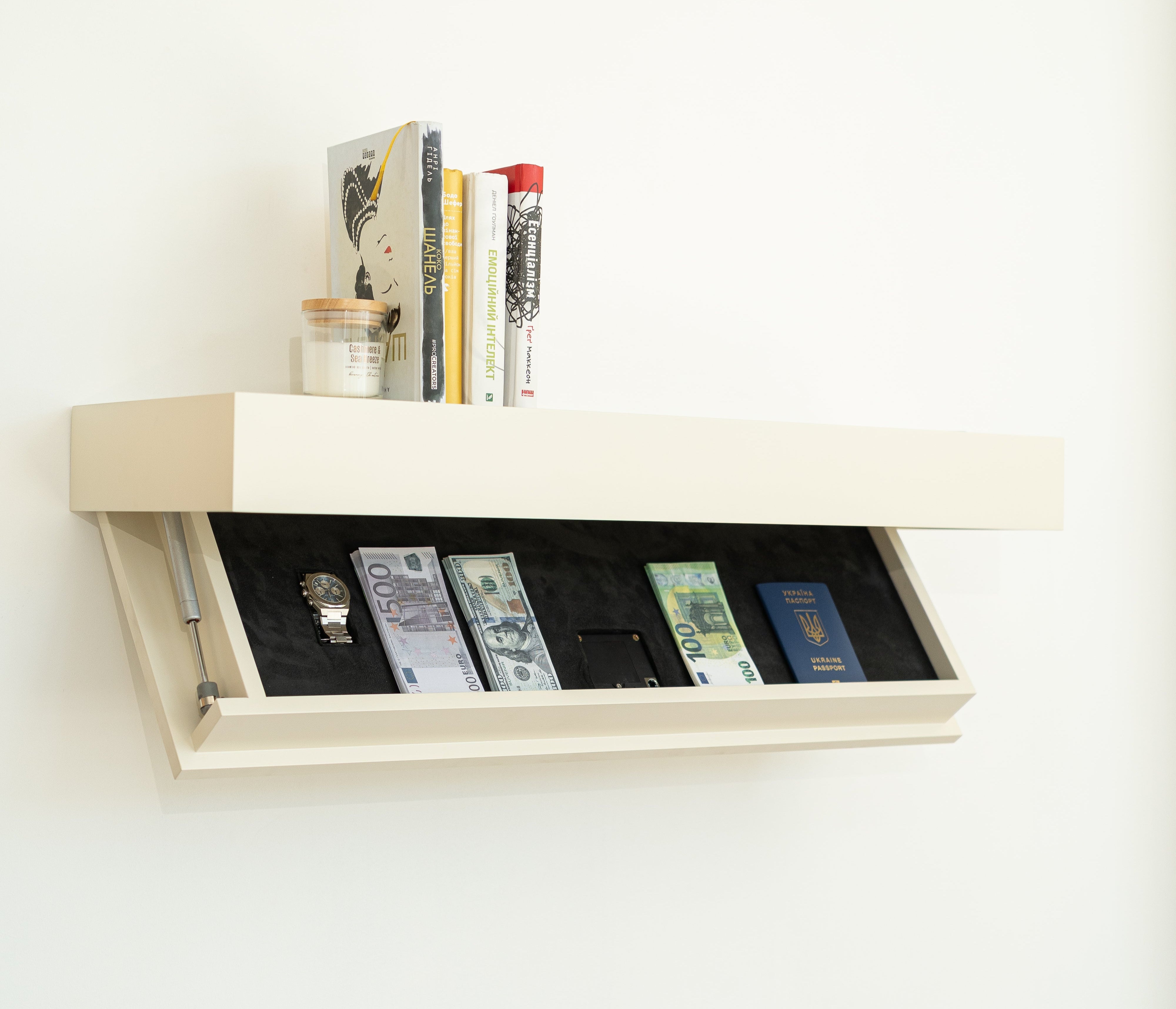Stylish Wall Shelf with Built-In Safe