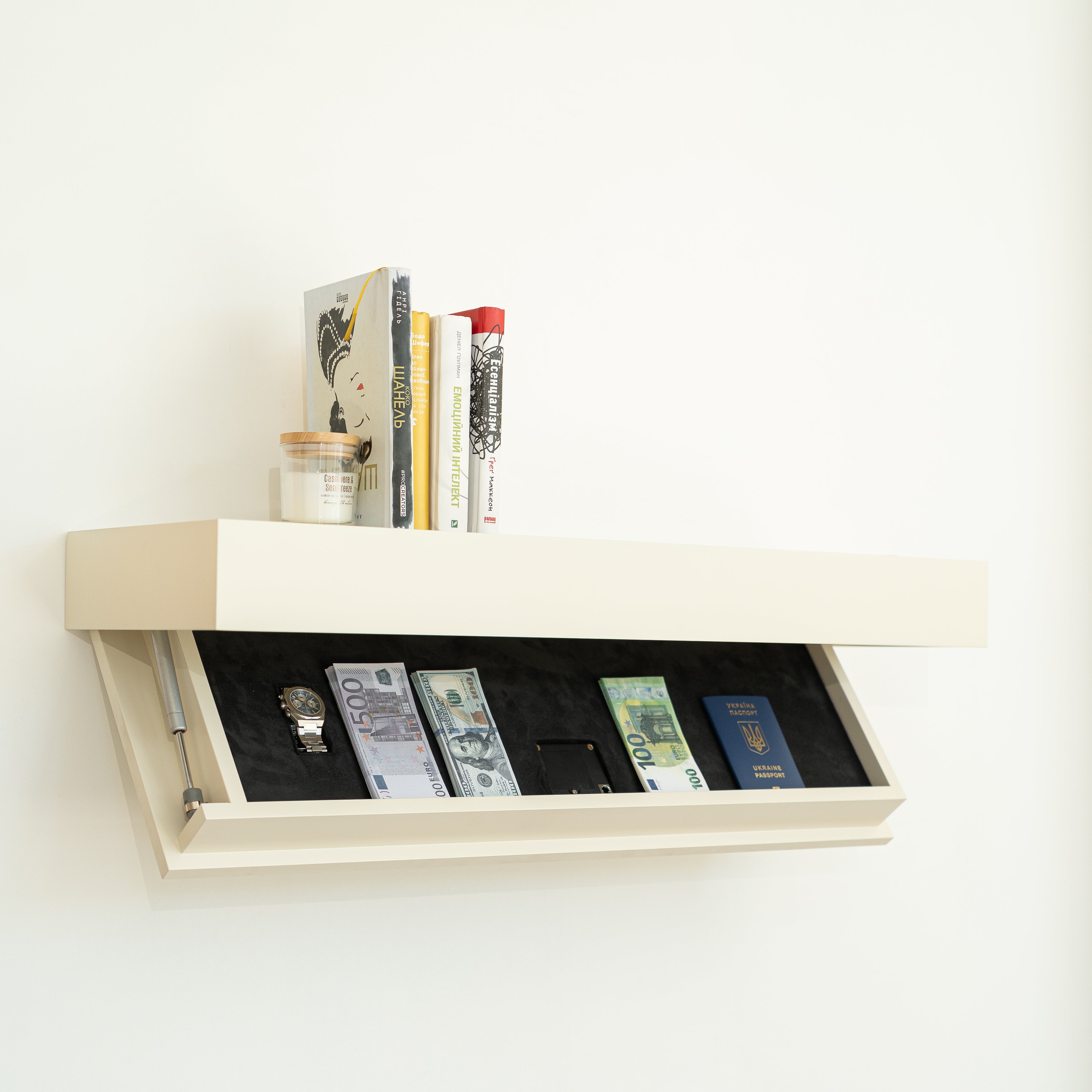 Hidden Wall-Mounted Safe Drawer - Pearl White