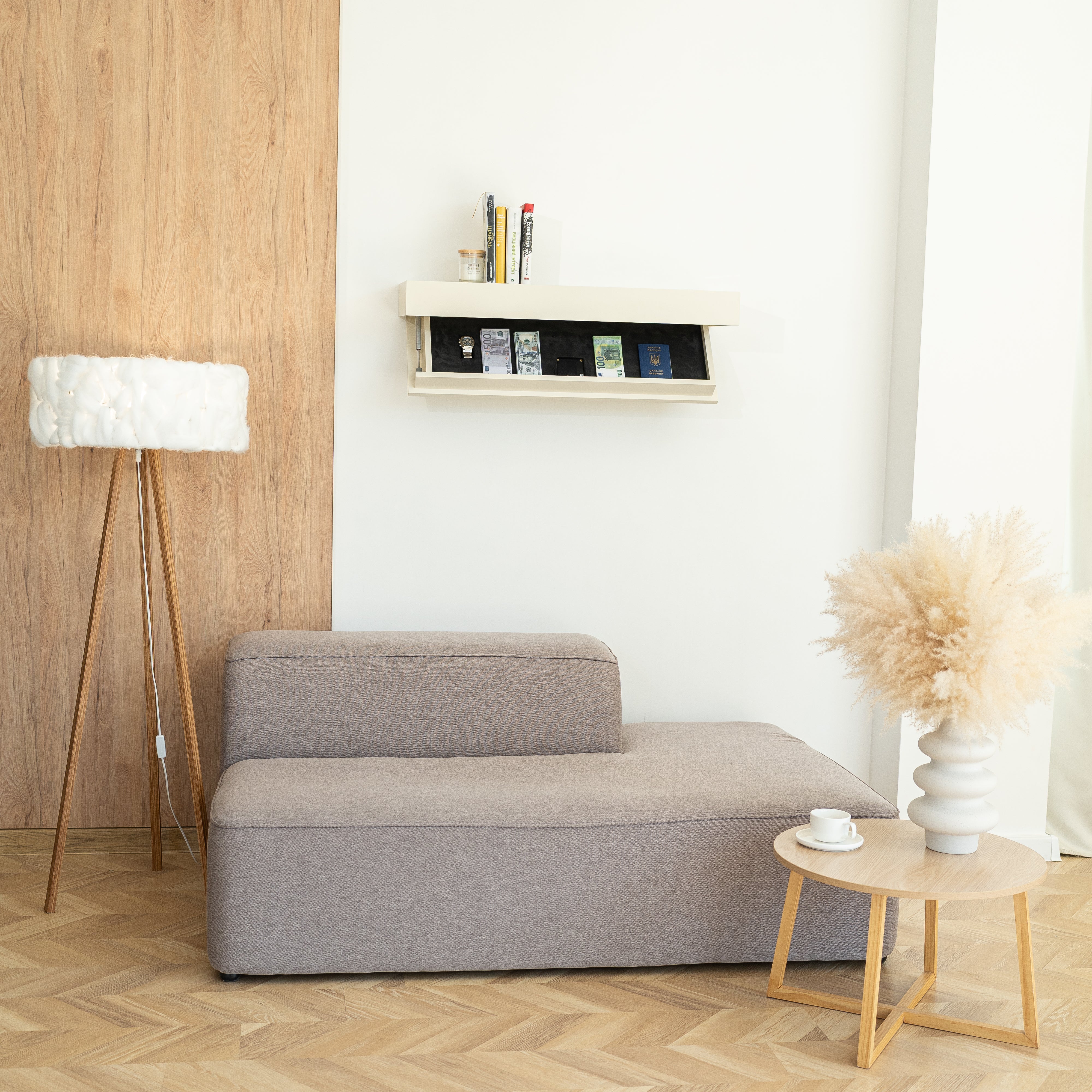 Stylish Wall Shelf with Built-In Safe