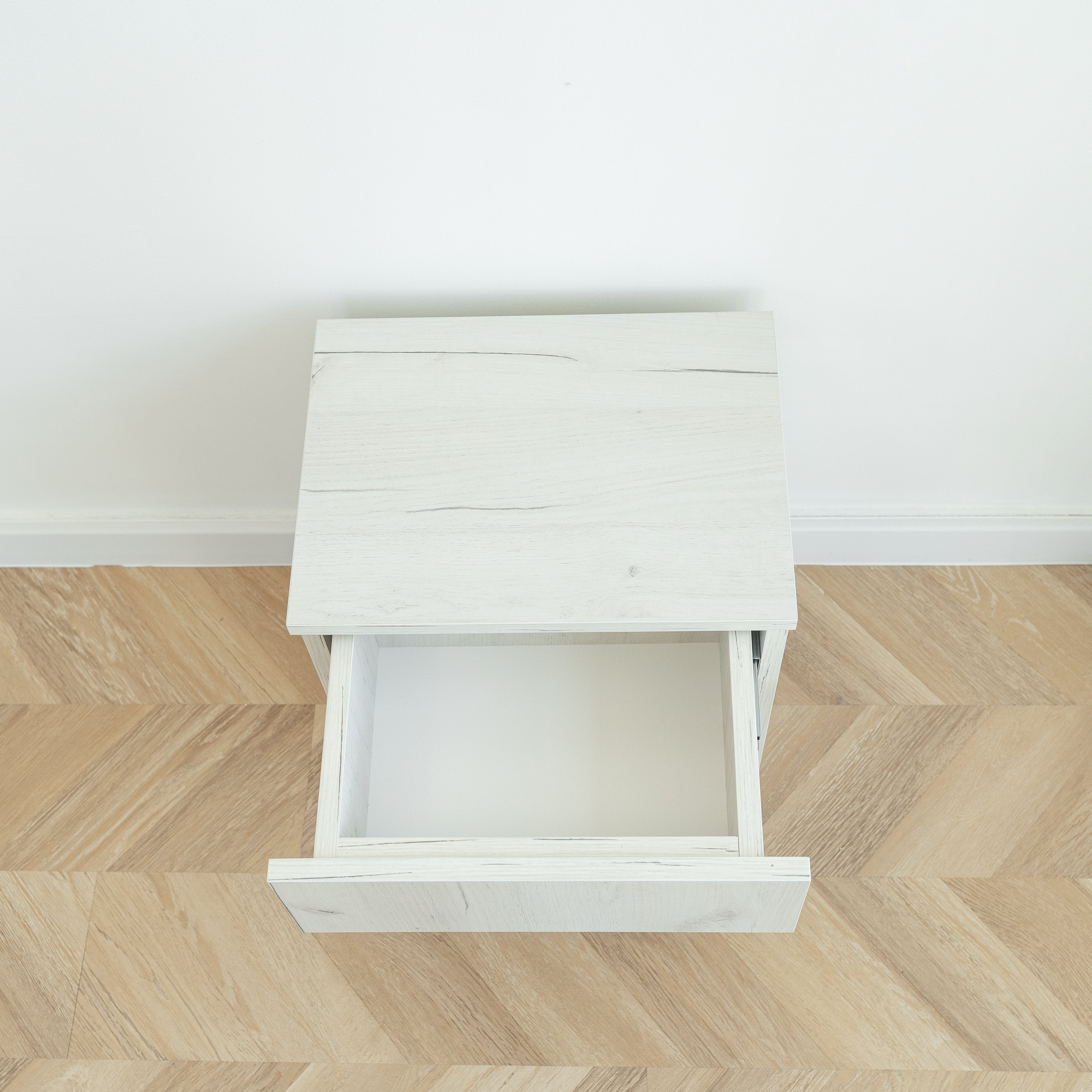 Modern Nightstand with Locked Hidden Storage - Oak Craft White