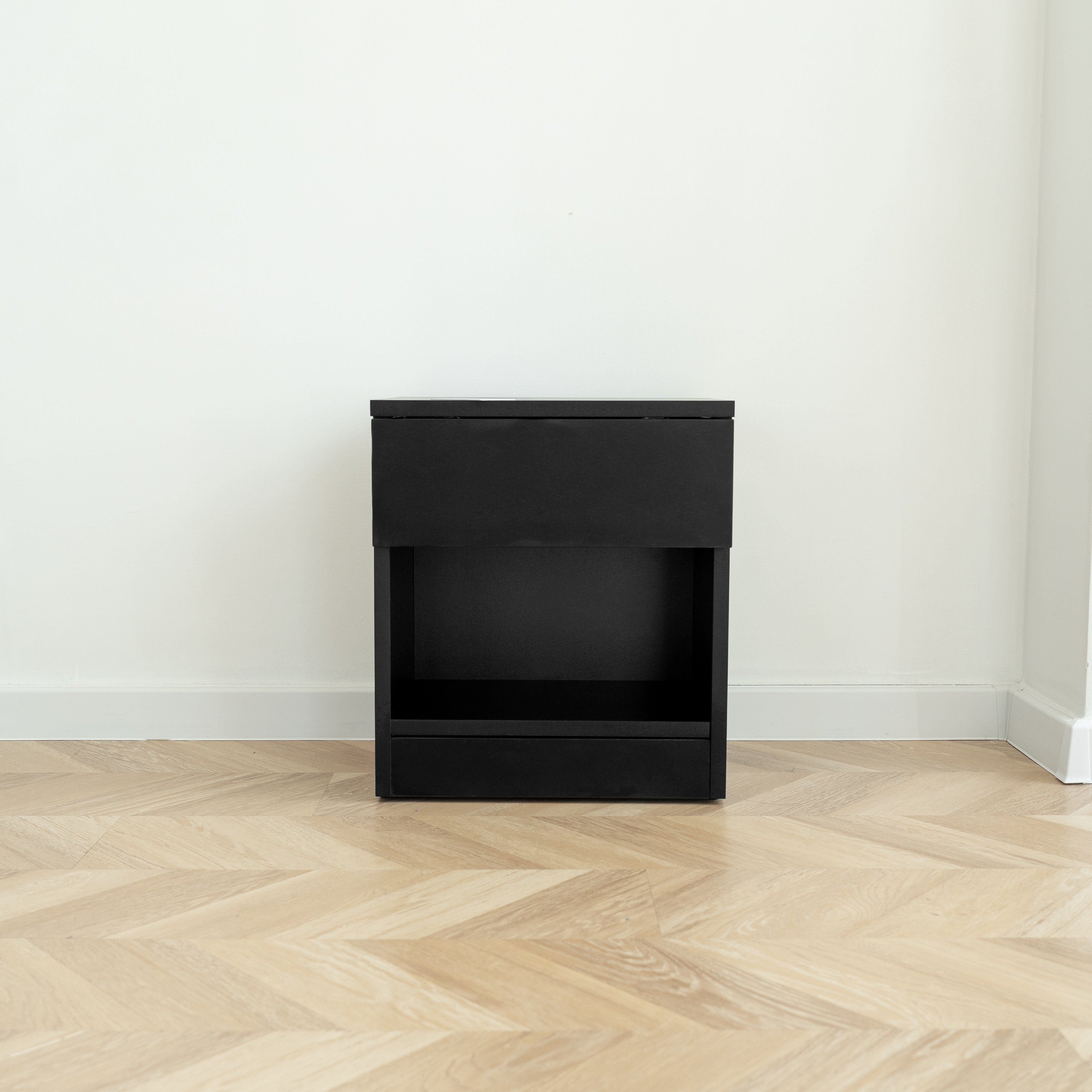 Modern Nightstand with Locked Hidden Storage - Black