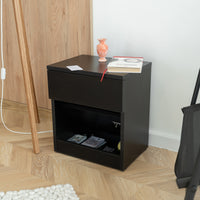 Modern Nightstand with Locked Hidden Storage - Black