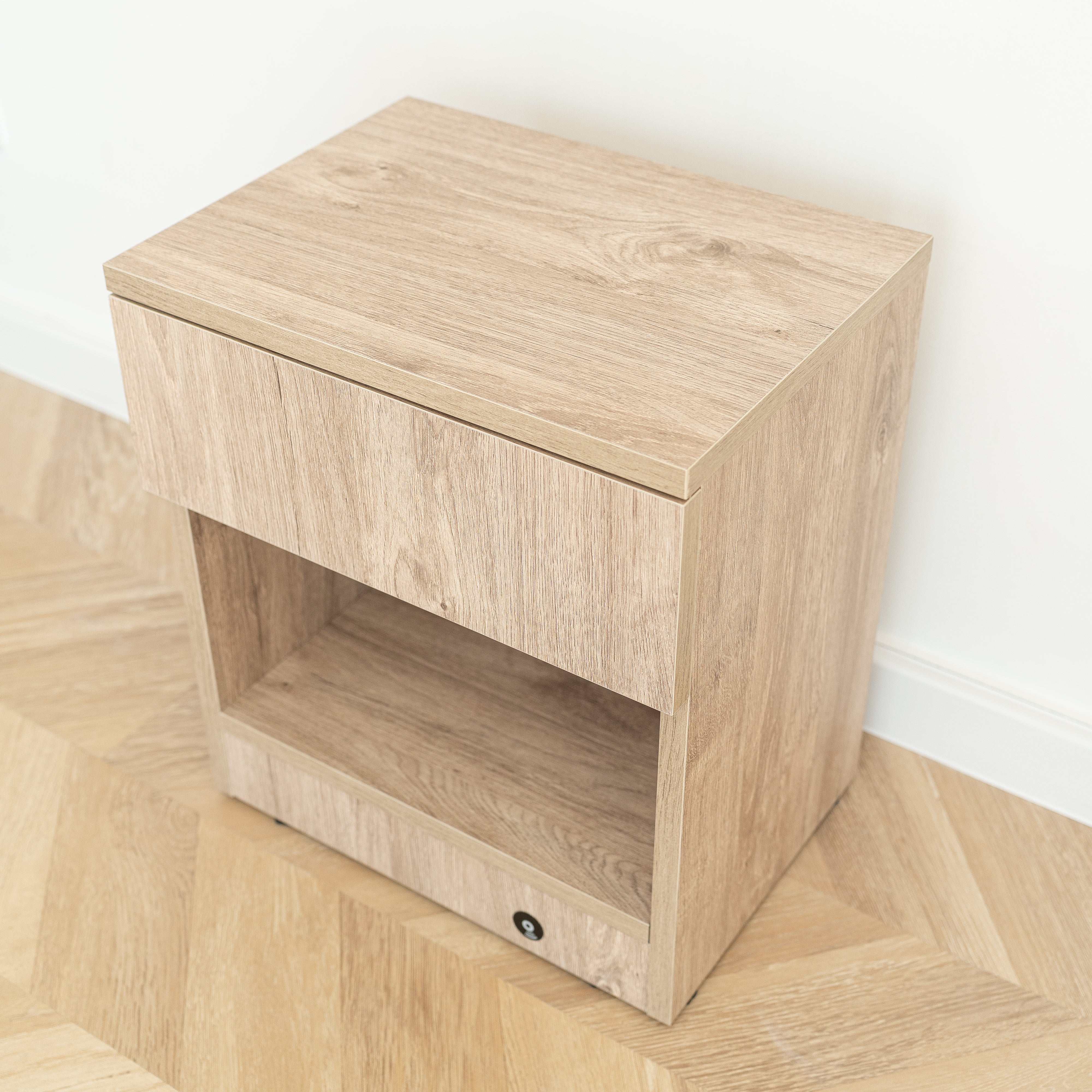 Modern Nightstand with Locked Hidden Storage - Harbor Oak Vintage