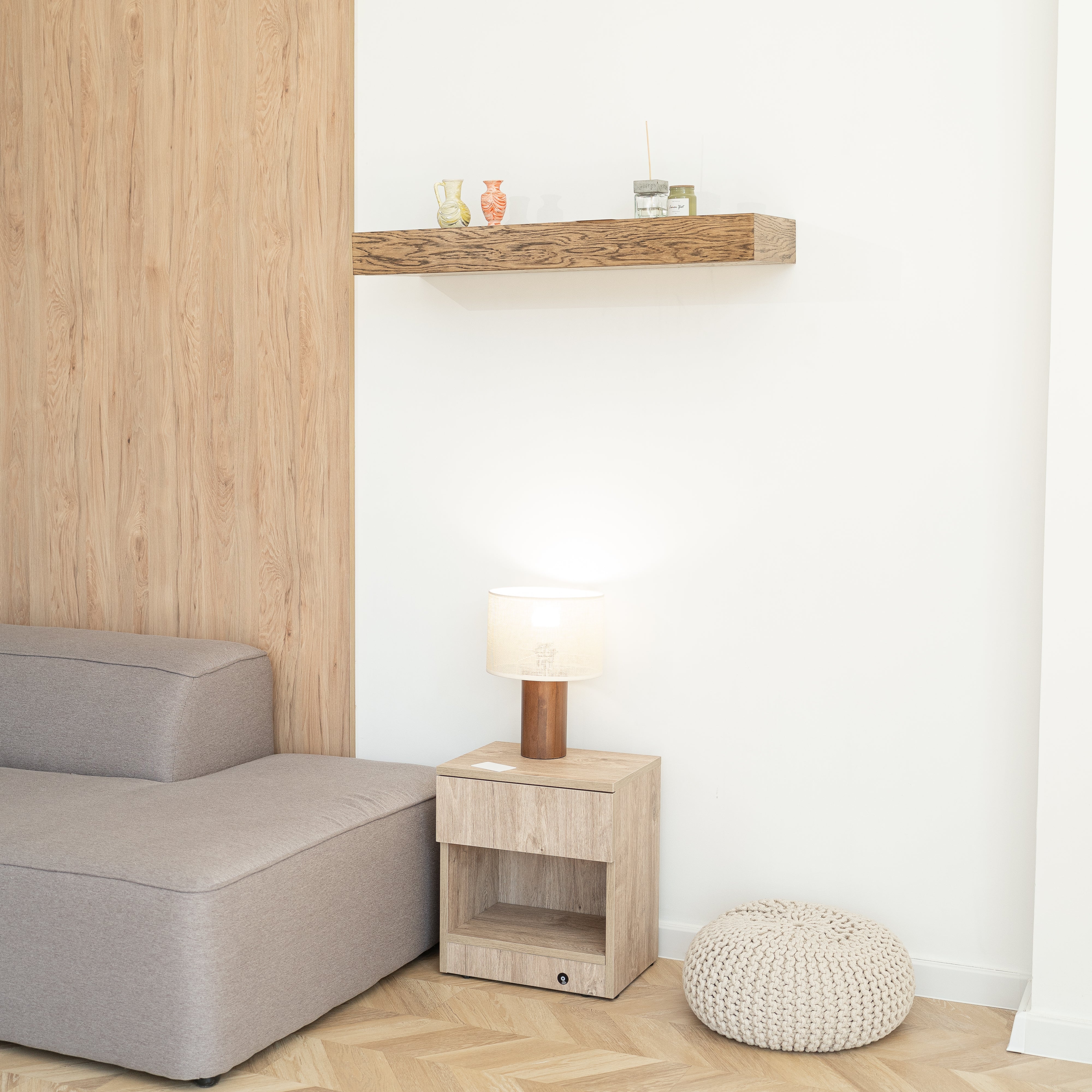 Modern Nightstand with Locked Hidden Storage - Harbor Oak Vintage