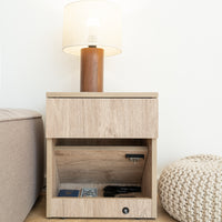 Modern Nightstand with Locked Hidden Storage - Harbor Oak Vintage