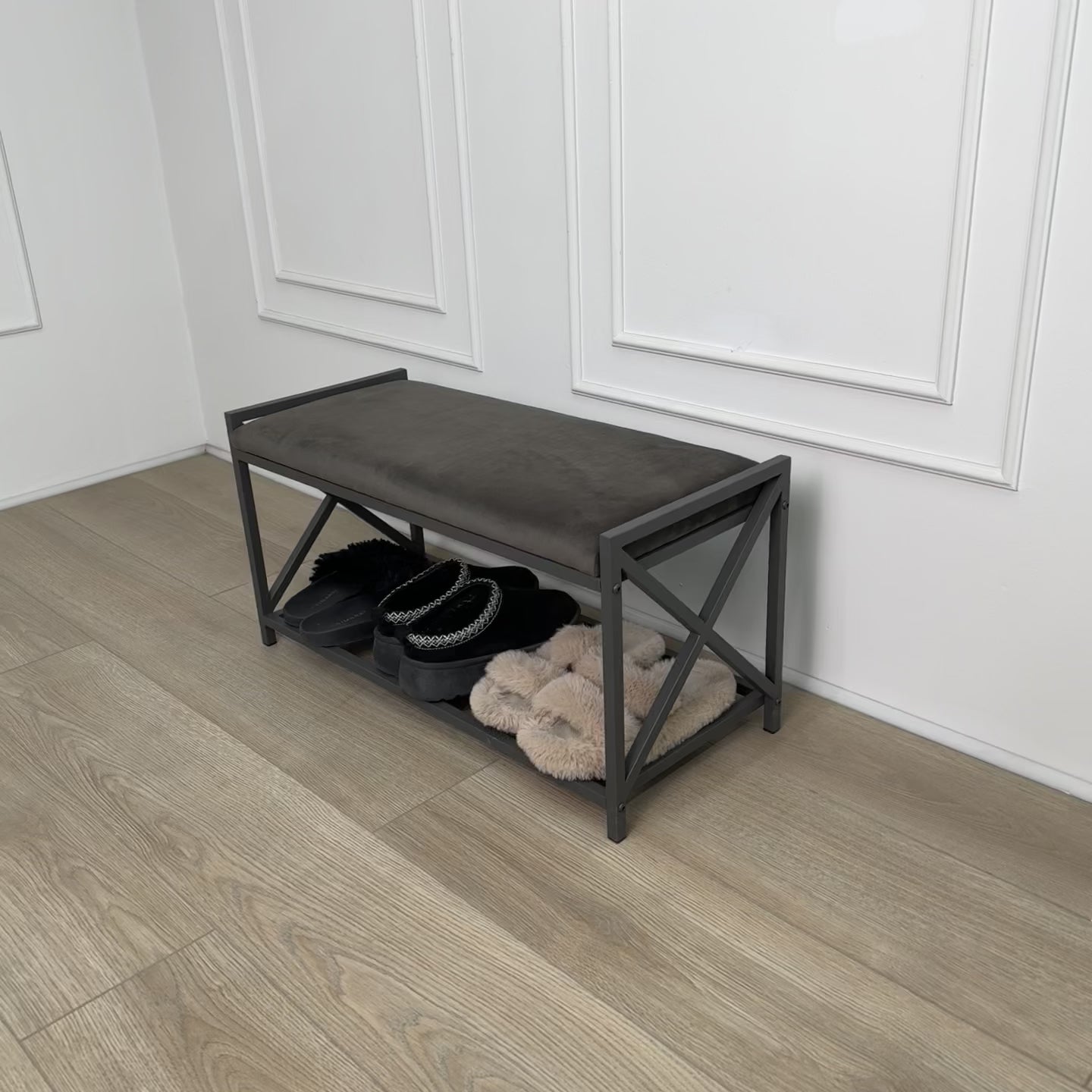 Loft-style bench with shoe storage