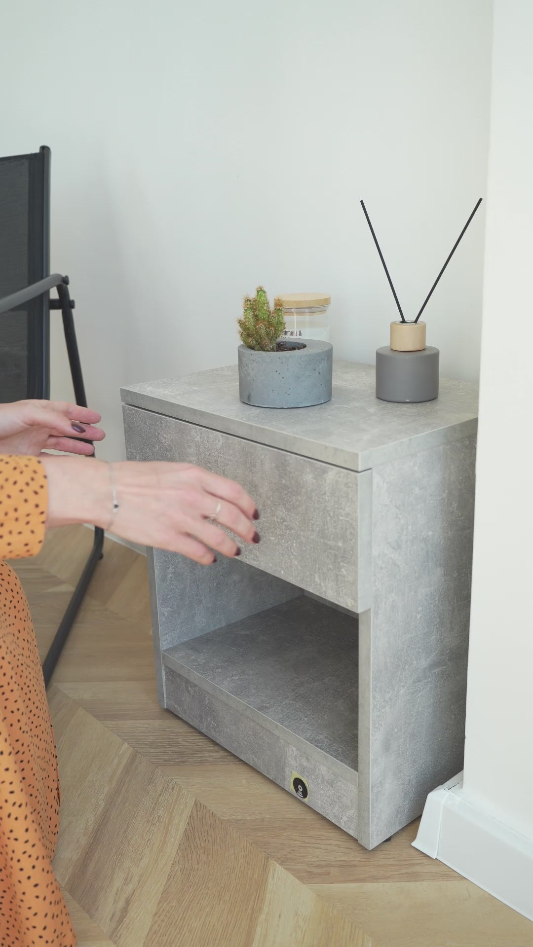 Modern Nightstand with Locked Hidden Storage - Bright Studio