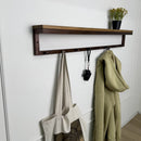 Metal coat hanger with hooks and wood shelf