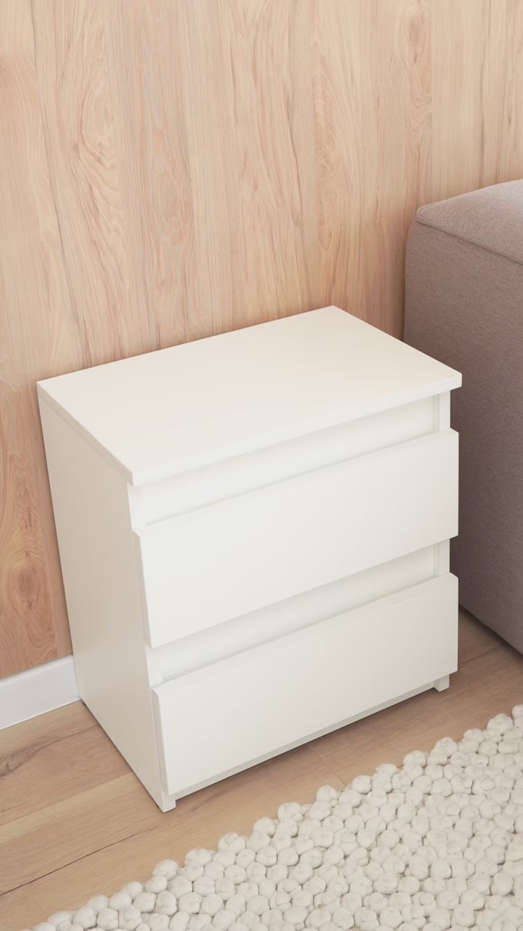 Bedside table with Locked Hidden Storage - White