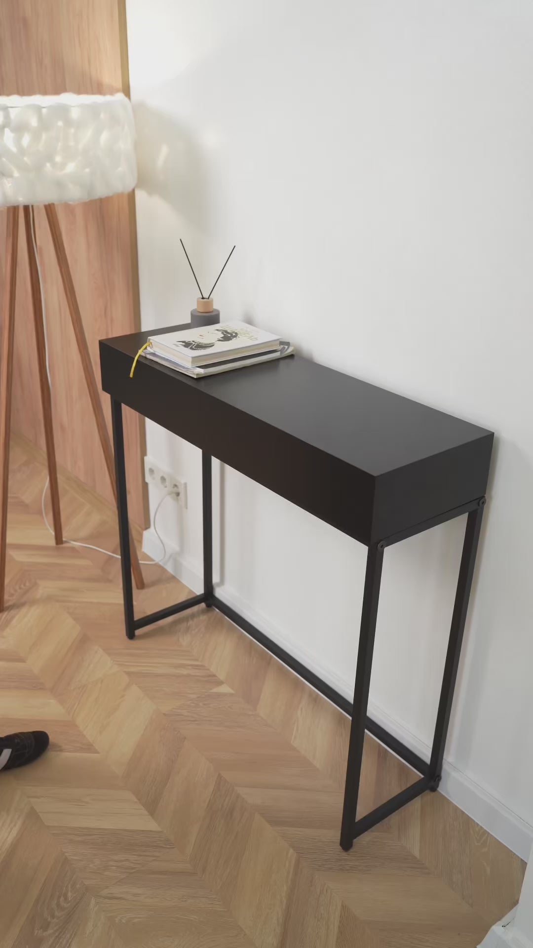 Console Table with Hidden RFID Lock Drawer - Jet Black