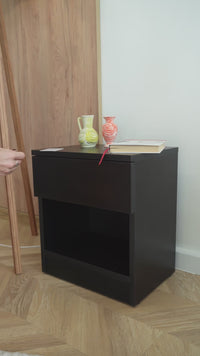 Modern Nightstand with Locked Hidden Storage - Black