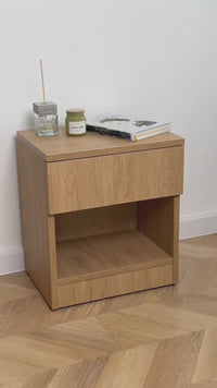 Modern Nightstand with Locked Hidden Storage - Stone Oak