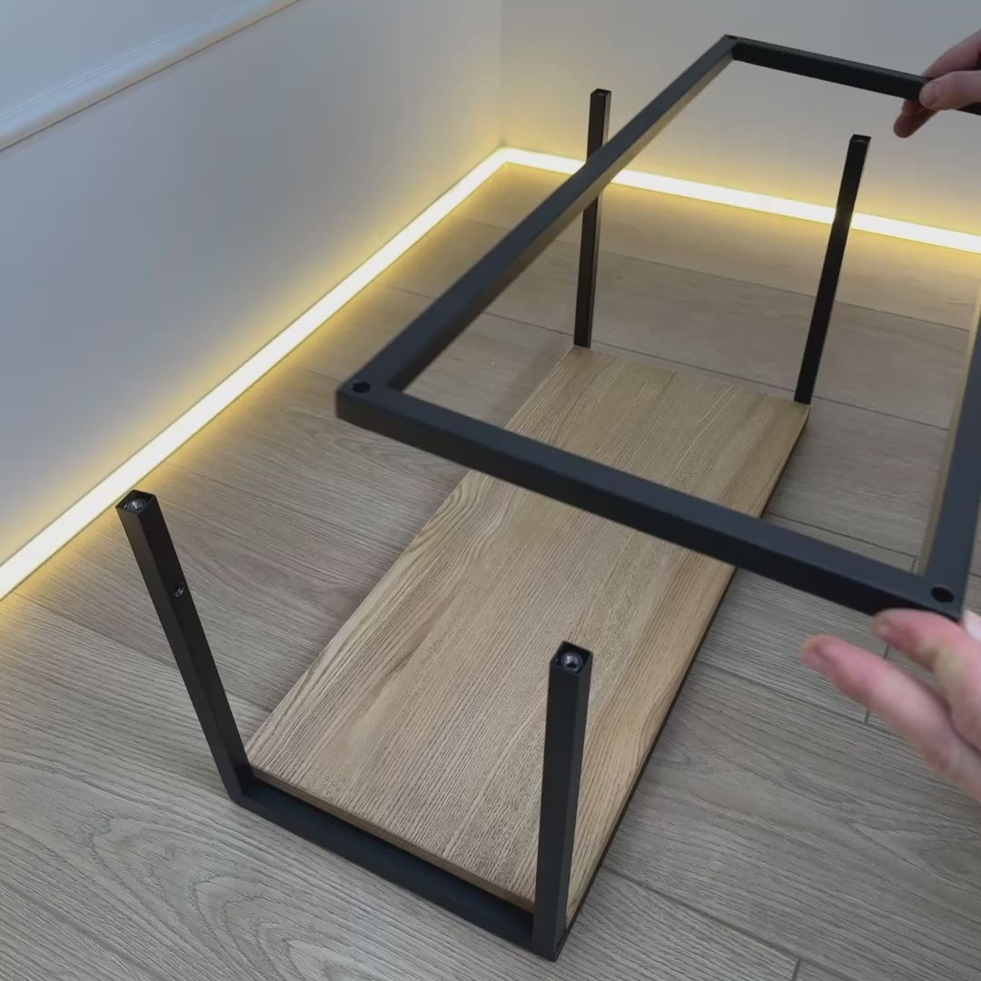 Wall-Mounted Wood & Metal Bookshelf