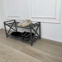Loft Entryway Set – 2-Tier Metal Shoe Rack and Wall-Mounted Coat Rack